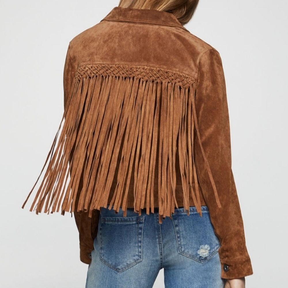 Braided Fringe Suede Jacket